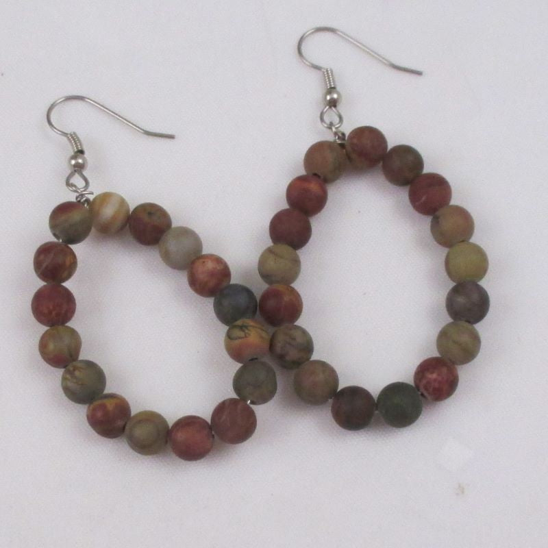 Jasper Gemstone Hoop Beaded Earrings - VP's Jewelry
