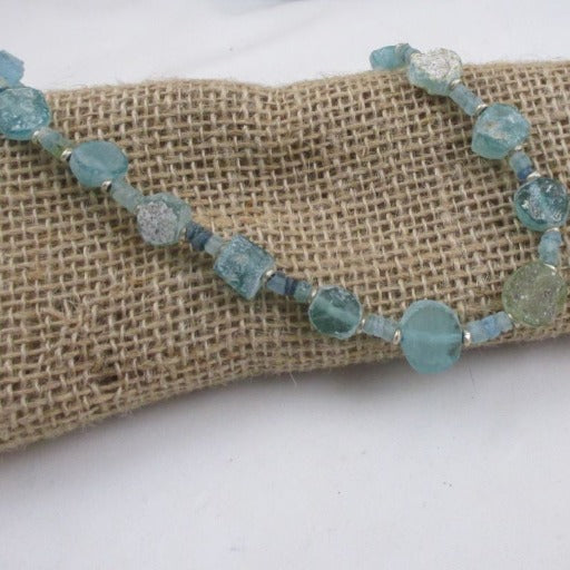 Rustic Aqua Glass Beaded Necklace - VP's Jewelry