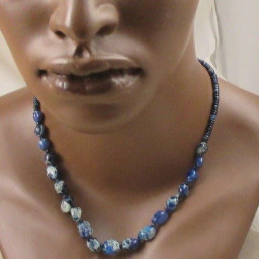 Men's Midnight Blue Gemstone Beaded Necklace - VP's Jewelry