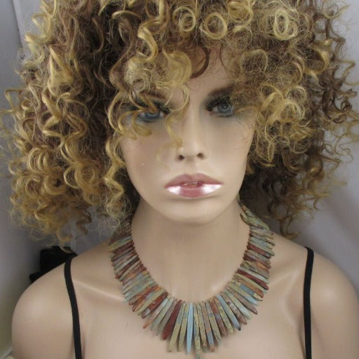 Big Bold Snake Skin Jasper Gemstone Collar Necklace - VP's Jewelry