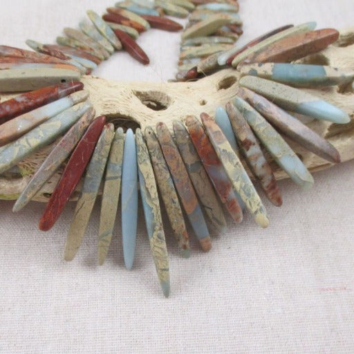 Big Bold Snake Skin Jasper Gemstone Collar Necklace - VP's Jewelry