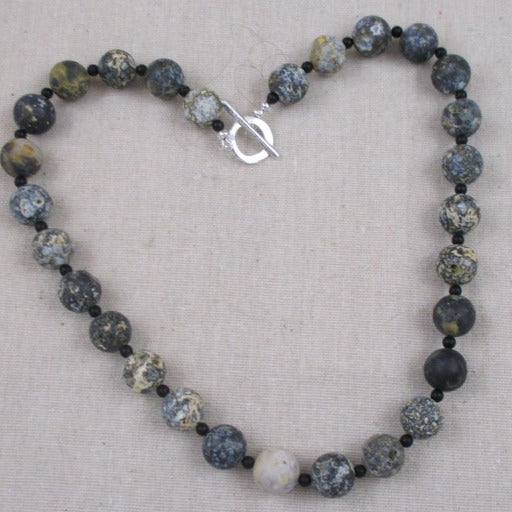 Blue Ocean Jasper Beaded Gemstone Necklace