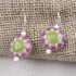 Handmade Lilac & Green Flower Drop Earrings - VP's Jewelry