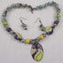 Handmade Green & Purple Artisan Bead Necklace & Earrings - VP's Jewelry