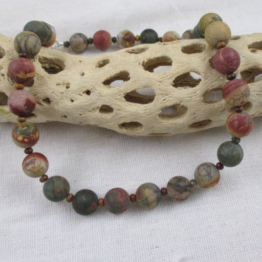 Classic Red Creek Jasper Beaded Gemstone Necklace - VP's Jewelry