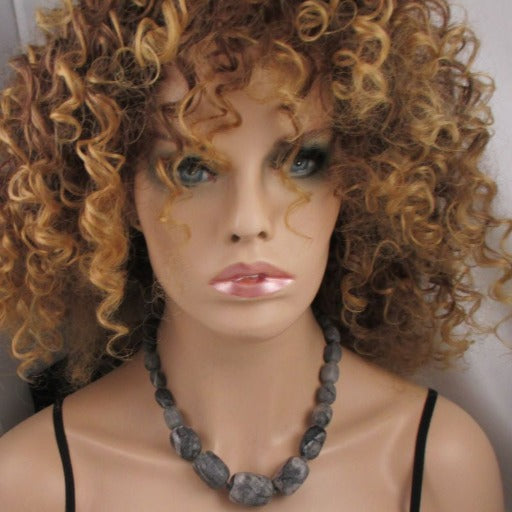 Big Zebra Jasper Graduating Bead Necklace - VP's Jewelry