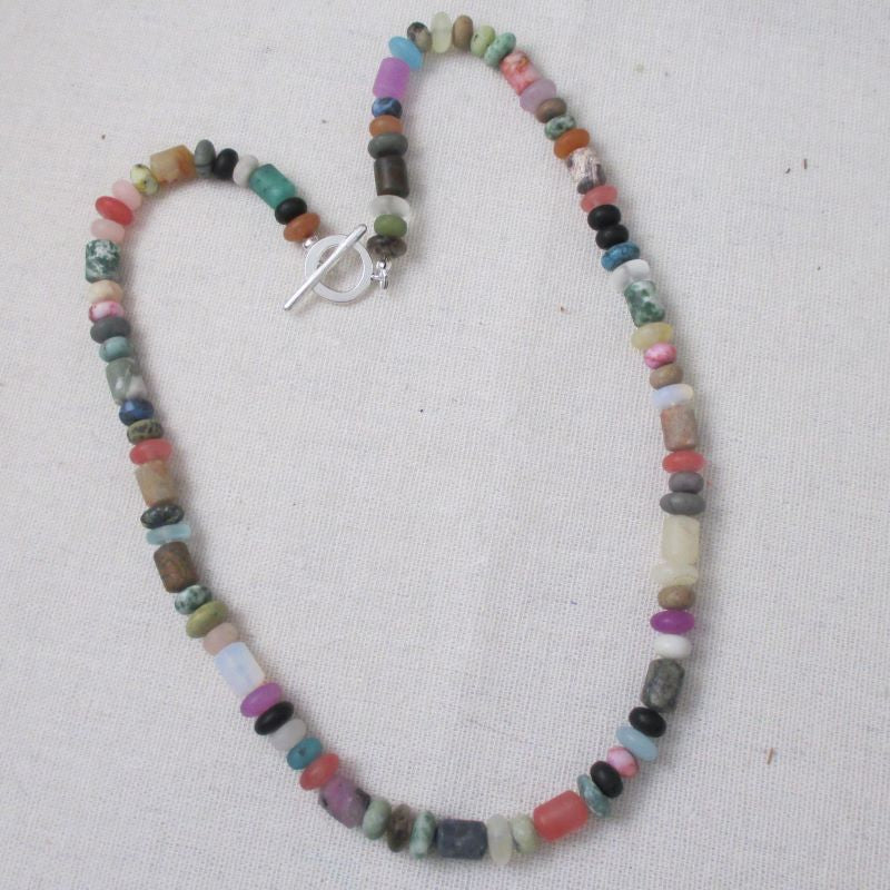 Mixed Rainbow Natural Gemstone Delicate Necklace - VP's Jewelry