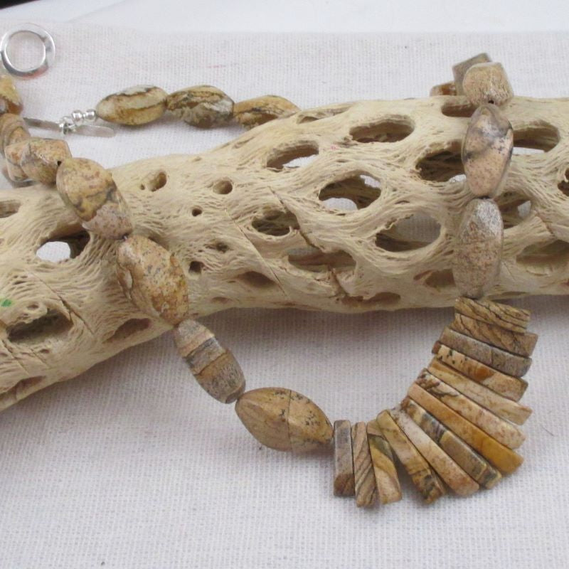 Designer Picture Jasper Bib Necklace - VP's Jewelry