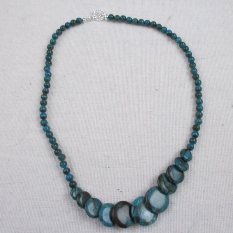 Blue Zebra Jasper Overlapping Coin Necklace - VP's Jewelry