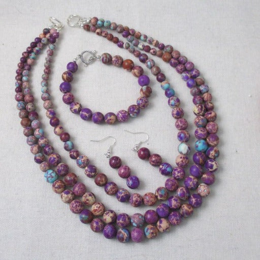 Multi-strand Sea Segment Jasper Designer Set - VP's Jewelry