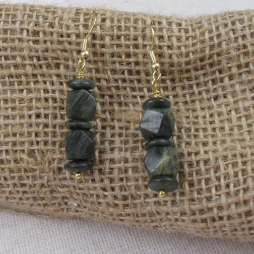 Tree Agate Gemstone Gold Earrings - VP's Jewelry