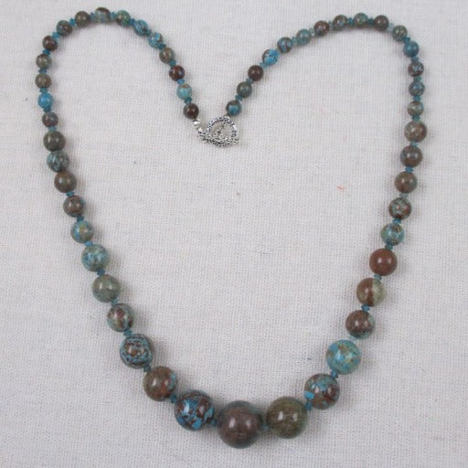 Classic Graduating Beaded Gemstone Necklace Rain Forest Jasper - VP's Jewelry