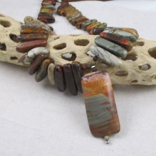 Big Bold Jasper Collar Necklace with Pendant