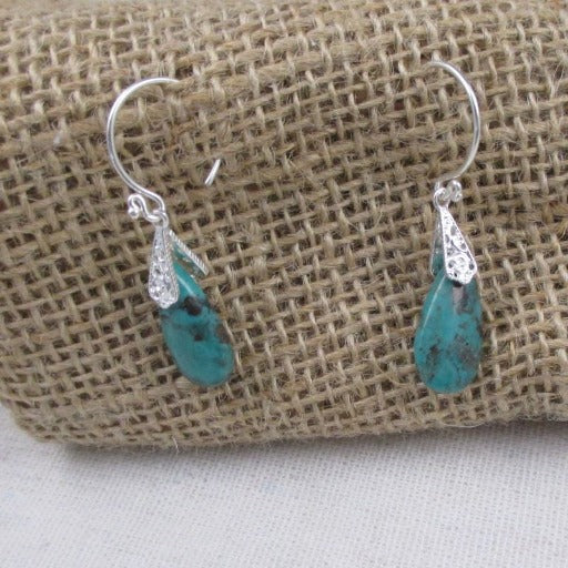 Handmade Natural Turquoise Teardrop Earrings - Vp's Jewelry