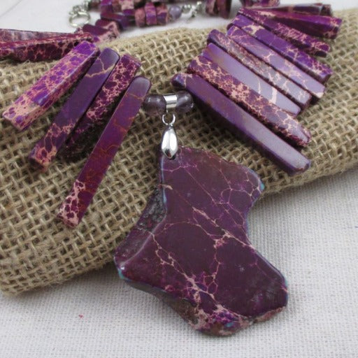 Purple Collar Necklace with Gemstone Pendant - VP's Jewelry
