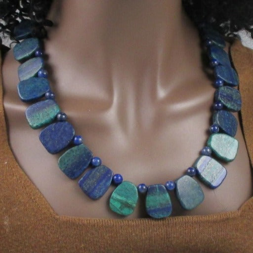 Blue Chrysocolla Majestic Stone Statement Necklace - VP's Jewelry  