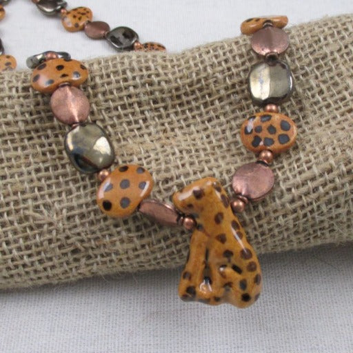 Out of Africa Kazuri Necklace in Cheetah Pattern - VP's Jewelry