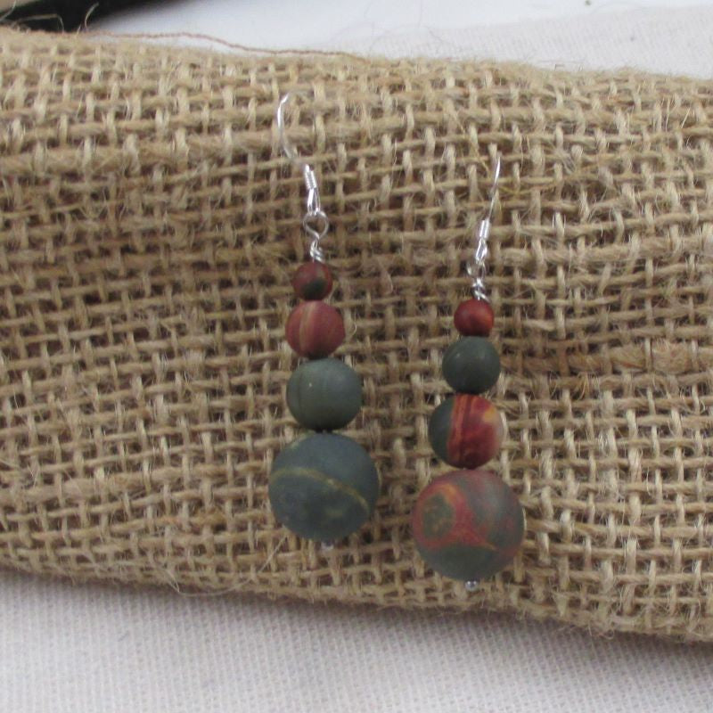 Matte Red Creek Jasper Gemstone Earrings