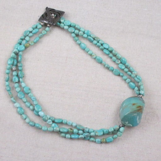 Stunning Turquoise Asymmetric Multi-strand Designer Necklace