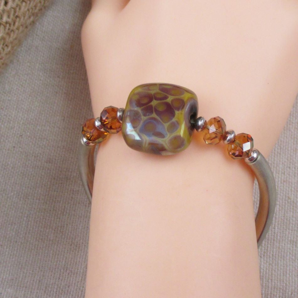 Handmade Camel Artisan Bead Bangle Bracelet - VP's Jewelry