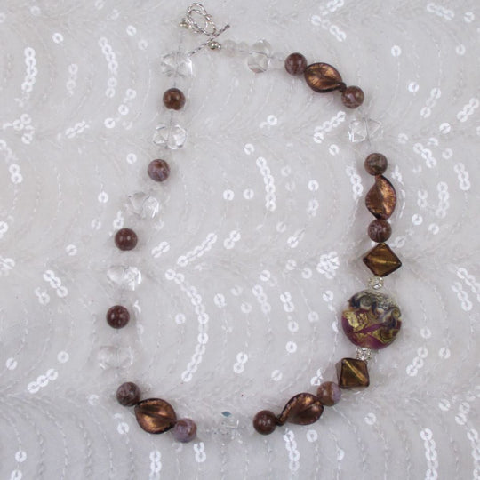 Handmade Artisan Bead Necklace Exotic Purple Murano Crystal - VP's Jewelry  