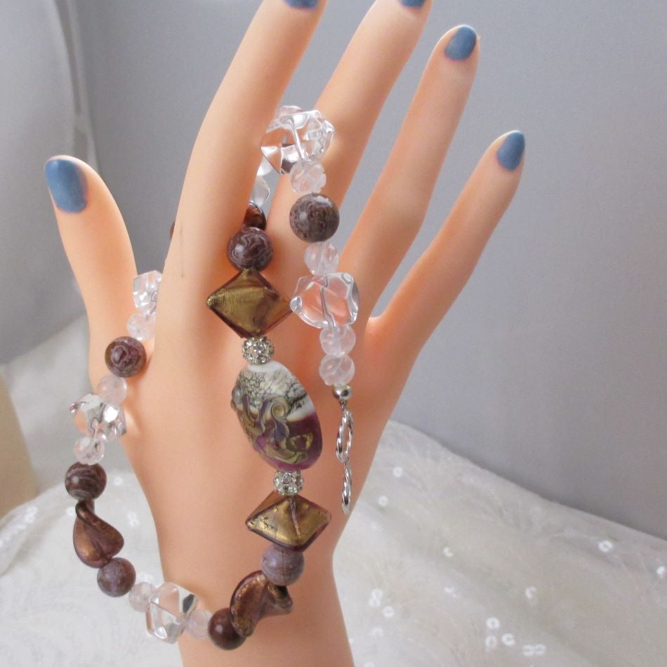 Handmade Artisan Bead Necklace Exotic Purple Murano Crystal - VP's Jewelry  