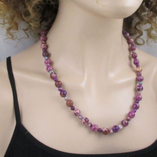 Purple Gemstone Classic Necklace Long Handcrafted Necklace - VP's Jewelry