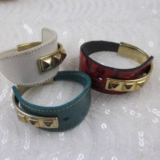 Cuff Leather Bracelet with Gold Accents - VP's Jewelry