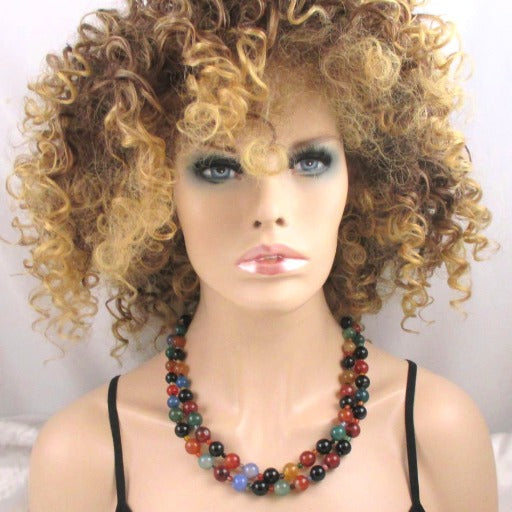 Multi-colored Agate Double Strand Classic Beaded Necklace - VP's Jewelry