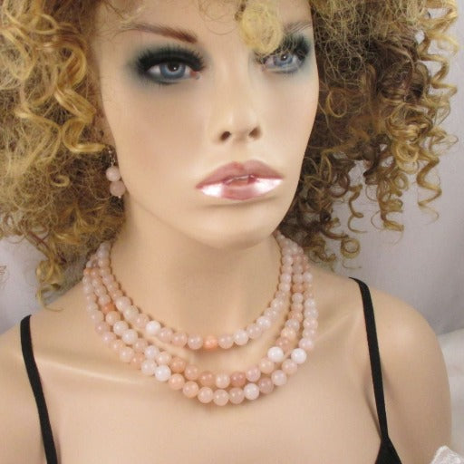Pink Light Gemstone Designer Necklace, Bracelet & Earrings - VP's Jewelry