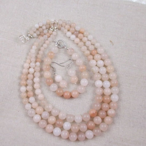 Pink Light Gemstone Designer Necklace, Bracelet & Earrings - VP's Jewelry
