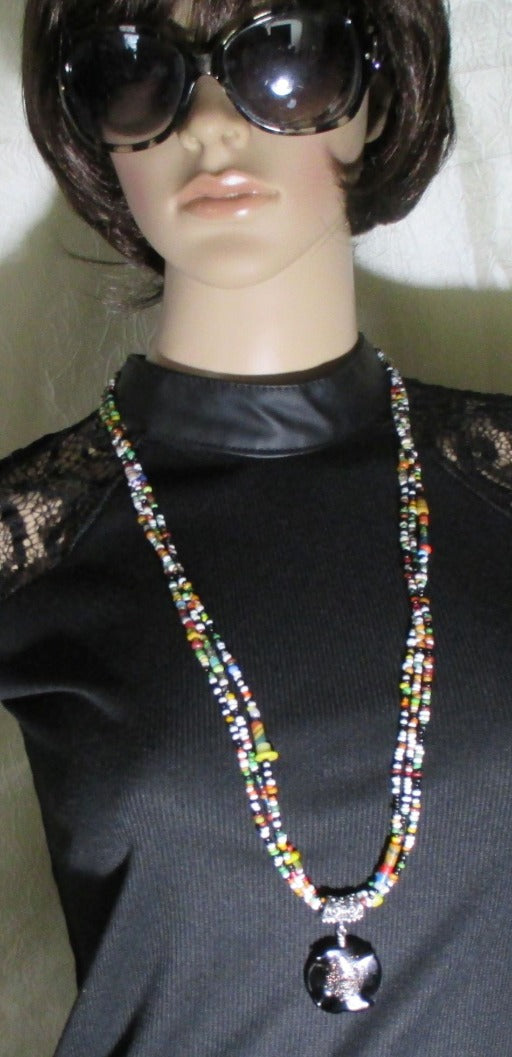 African Christmas Bead Handmade Necklace With Pendant