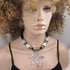 Big Bold Black & White Statement Necklace with Flower Pendant - VP's Jewelry  