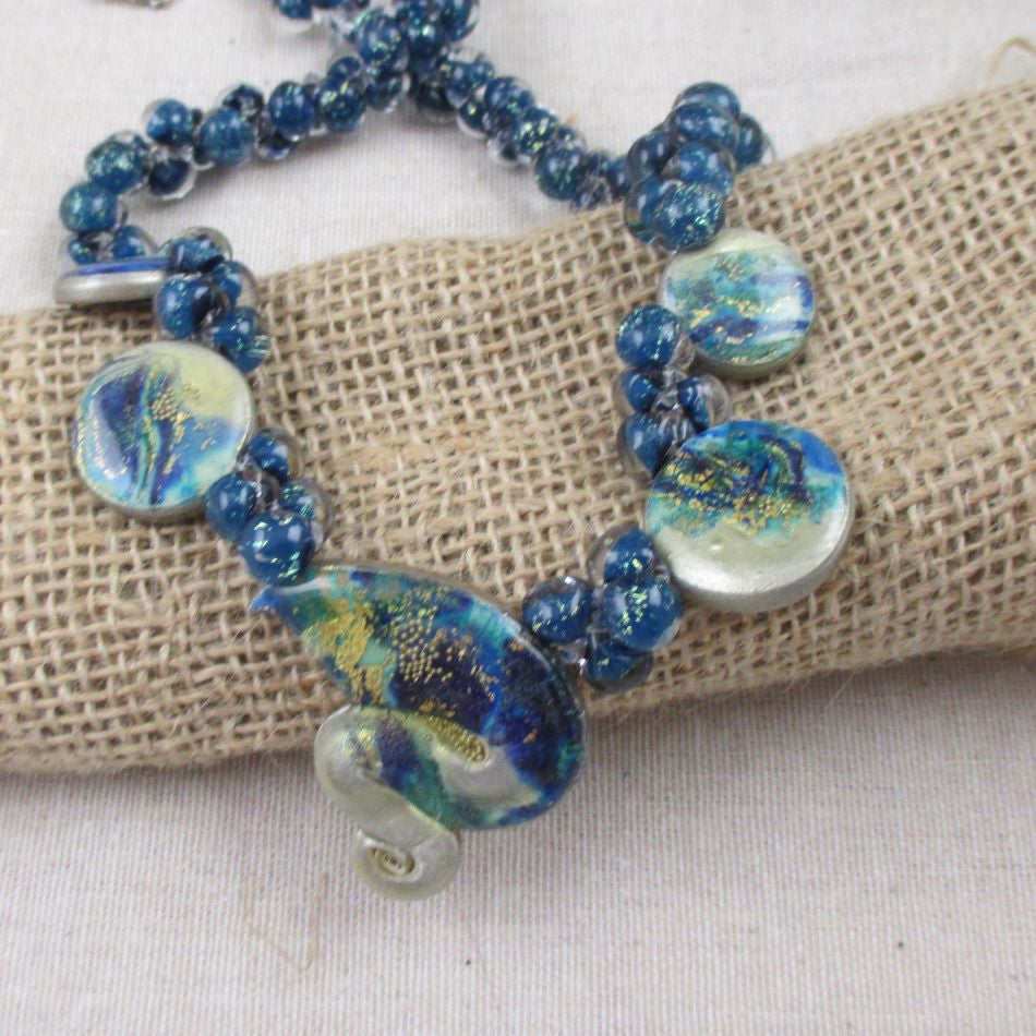 Blue Bead Necklace Artisan Handmade - VP's Jewelry  