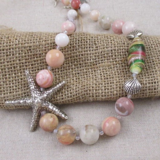 Handmade Necklace in Whimsical Pink Opal and Silver - VP's Jewelry  