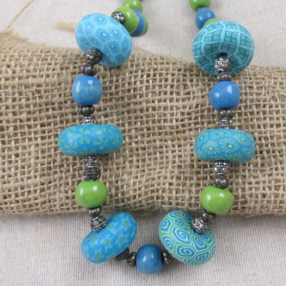 Green Bead Necklace Kazuri and Samunnat Beads - VP's Jewelry