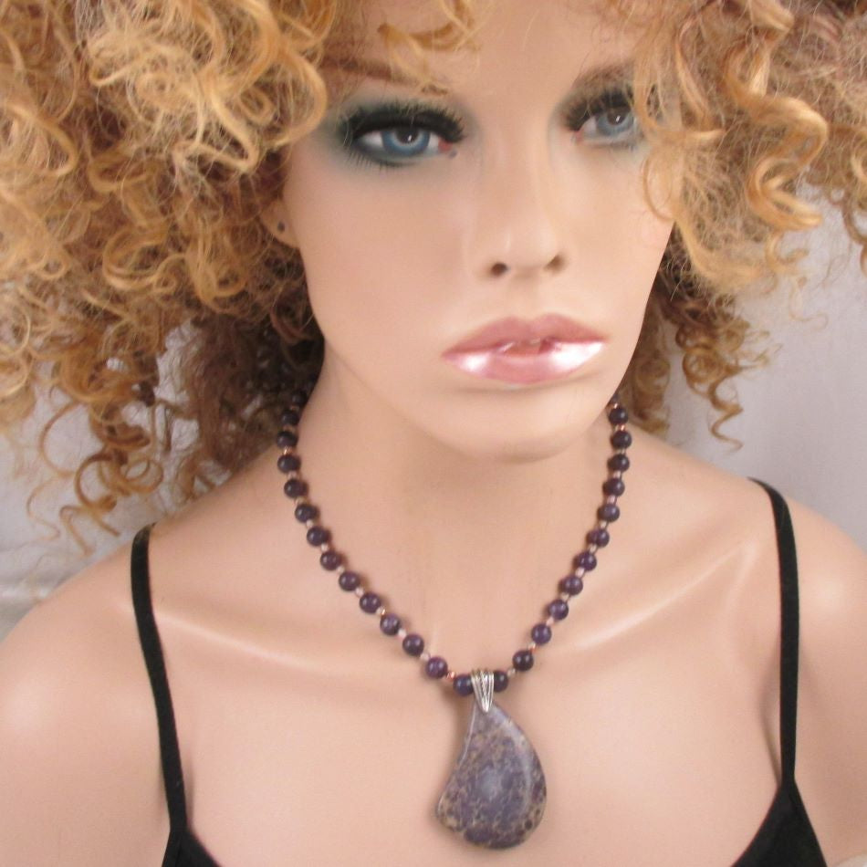 Lepedolite and Purple Nevada Variscite Gemstone Necklace - VP's Jewelry