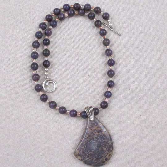 Lepedolite and Purple Nevada Variscite Gemstone Necklace - VP's Jewelry