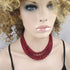 Classic Ruby Red Sea Glass Triple Strand Necklace - VP's Jewelry