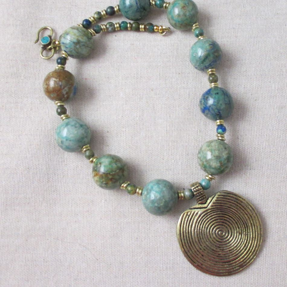 Big Bold Aqua Gemstone Pendant Necklaces - VP's Jewelry