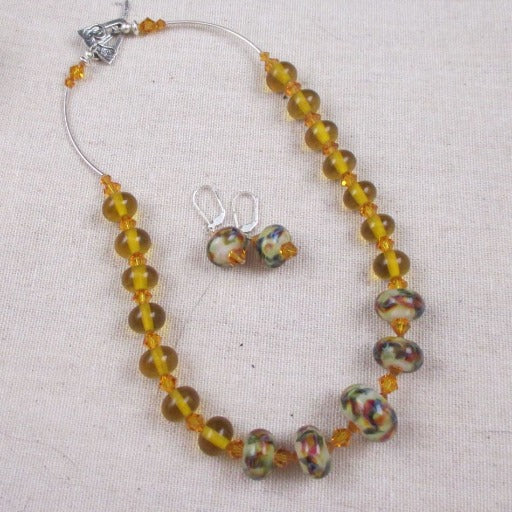 Amber Swirl Handmade Artisan Bead Necklace and Earrings - VP's Jewelry  