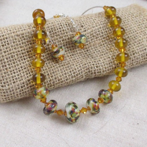 Amber Swirl Handmade Artisan Bead Necklace and Earrings - VP's Jewelry  