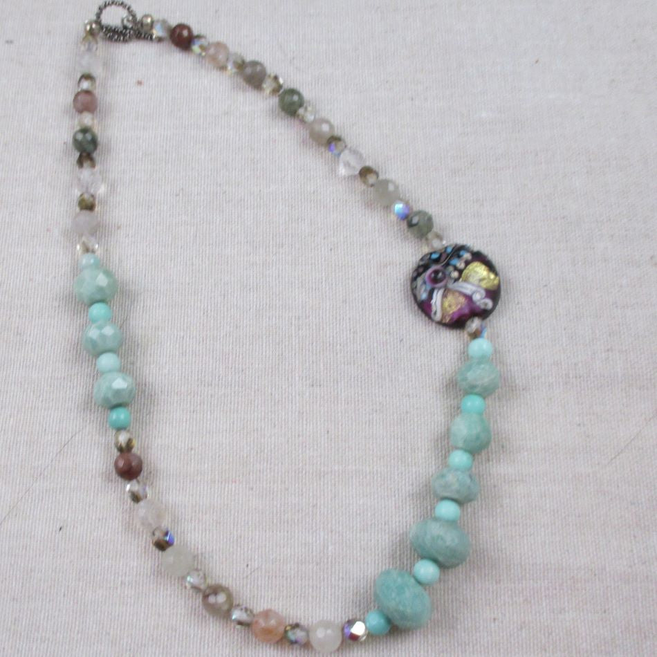 Amazonite Quartz & Artisan Bead Necklace - VP's Jewelry 
