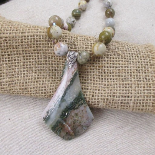 Beautiful Ocean Jasper Timeless Gemstone Pendant Necklace - VP's Jewelry 
