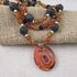 Rustic Statement Necklace in Black Lava and Carnelian - VP's Jewelry