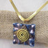 Navy Blue Handmade Raku Pendant Spiral On Gold Neck Wire - VP's Jewelry