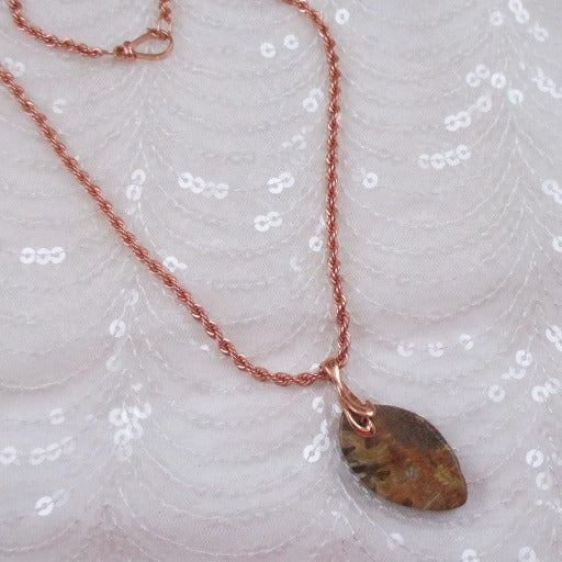 Rare Palm Wood Gemstone Pendant Copper Necklace - VP's Jewelry