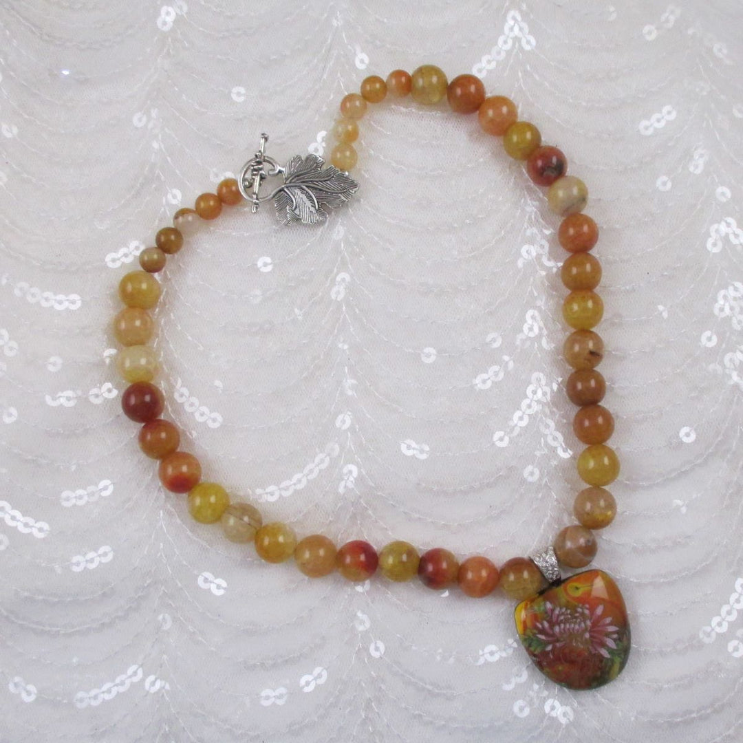Orange Gemstone Necklace Handmade Pendant - VP's Jewelry