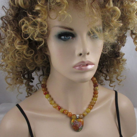 Orange Gemstone Necklace Handmade Pendant - VP's Jewelry