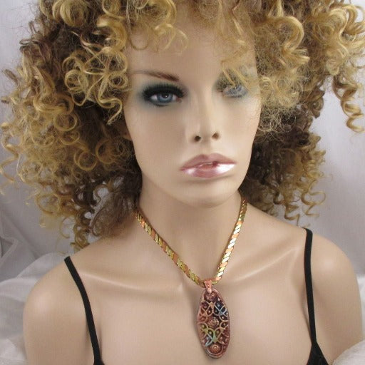 Tri-color Raku Choker Pendant Necklace - VP's Jewelry